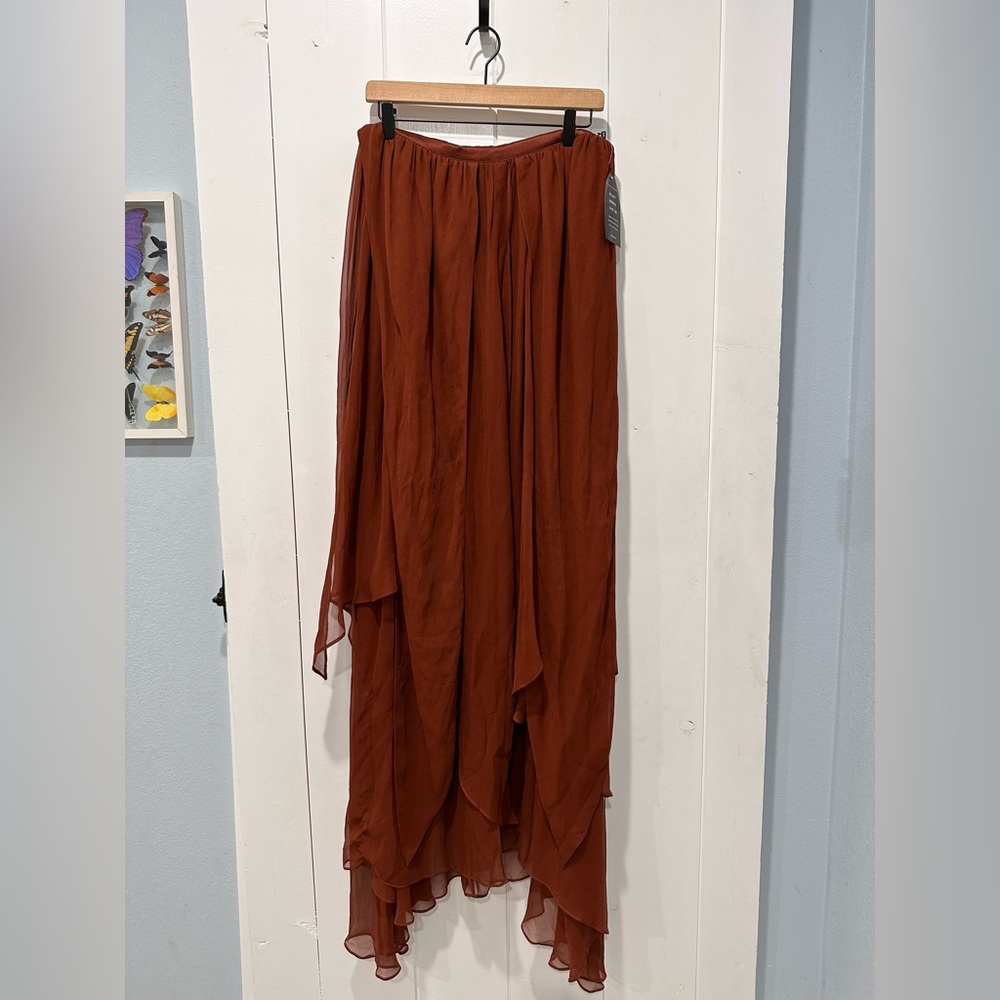Retrofete Ina Silk Chiffon Dress In Caramel Size Medium - Picture 7 of 16